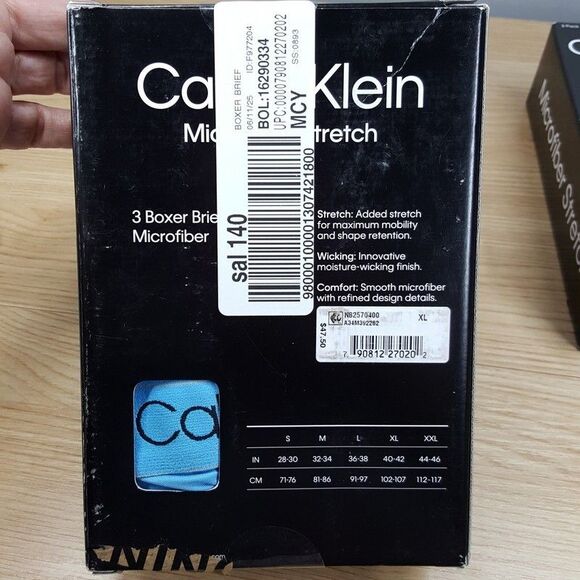 CALVIN KLEIN Boxer Brief Mens XL Blue 3-Pack Microfiber Stretch Classic Fit - Picture 4 of 5